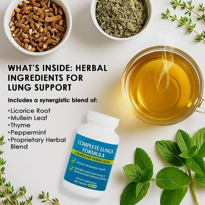 Complete Lungs Formula Lung Supplement, Mullein Leaf, 200 Caps