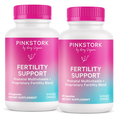 Pink Stork Fertility Supplements for Women, 60 Capsules | 2-in-1 Conception Support + Prenatal, Inositol, Folate + CoQ10, Cycle Regularity, Hormone Balance, Reproductive Wellness