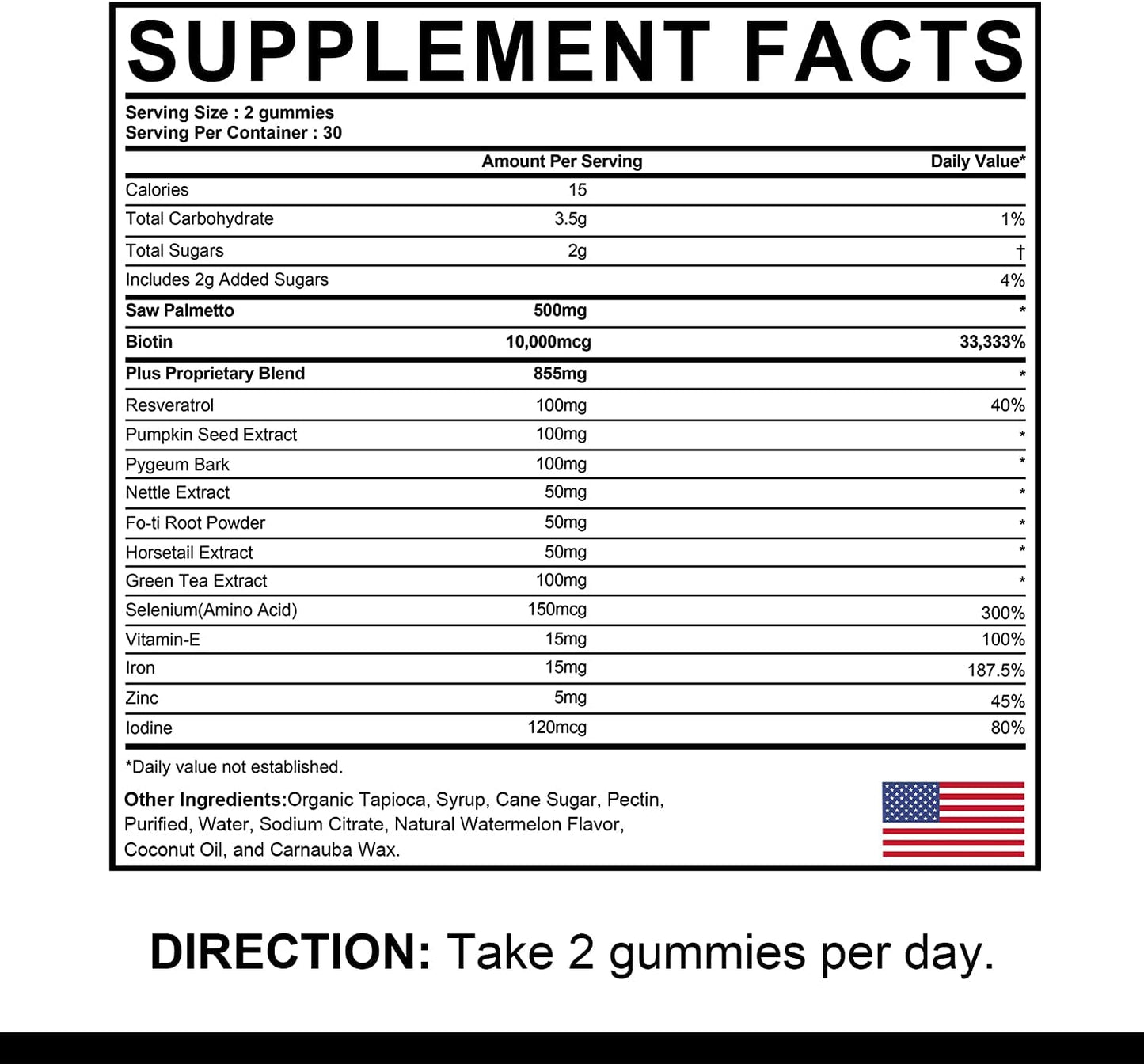 DHT Blocker Gummies Hair Growth Supplement, Super Potency Saw Palmetto & Biotin 10000 mcg for Women & Men, Plus 12 Proprietary Blend - Prevent Hair Loss, Blocking DHT Receptors, Balance