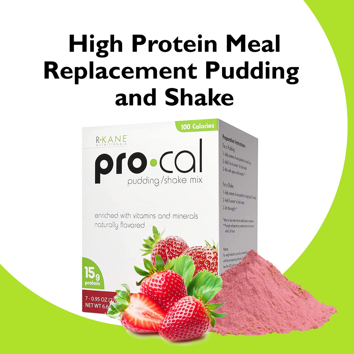 R-Kane Nutritionals Pro-Cal Pudding/Shake Mix, Low Calorie Protein Shake Powder
