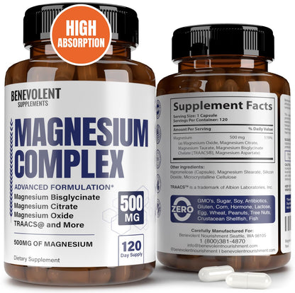 Magnesium Complex with 5 Best Forms - 4 Month Supply of 500mg Magnesium Glycinate