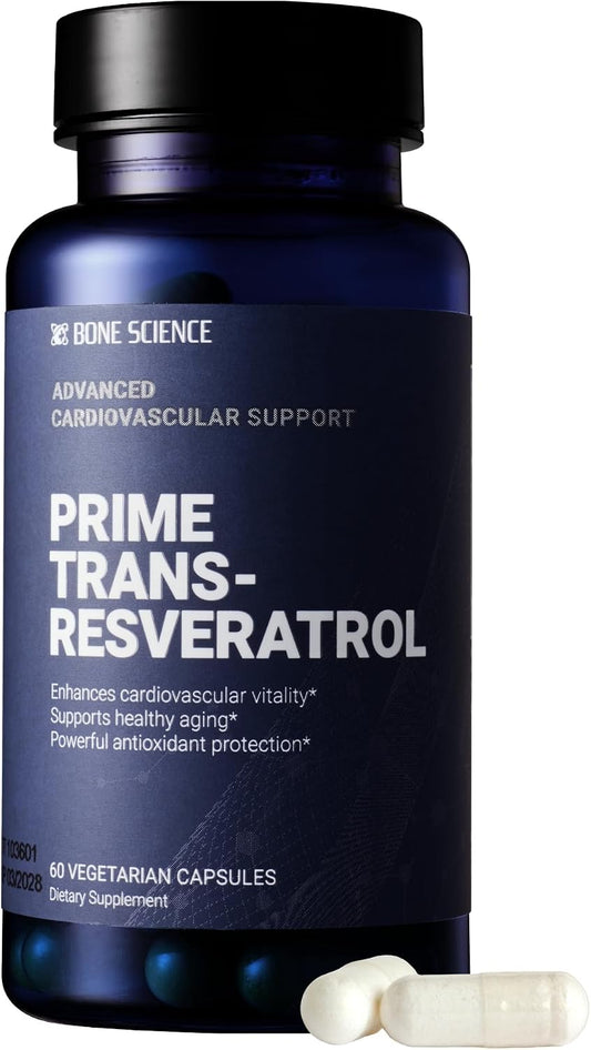 BONE SCIENCE Prime Trans-Resveratrol 1000 mg, High-Purity 5-in-1 Formula with Quercetin, Berberine HCl, Cinnamon Extract & BioPerine, Antioxidant Support, Non-GMO, 2 Month Supply