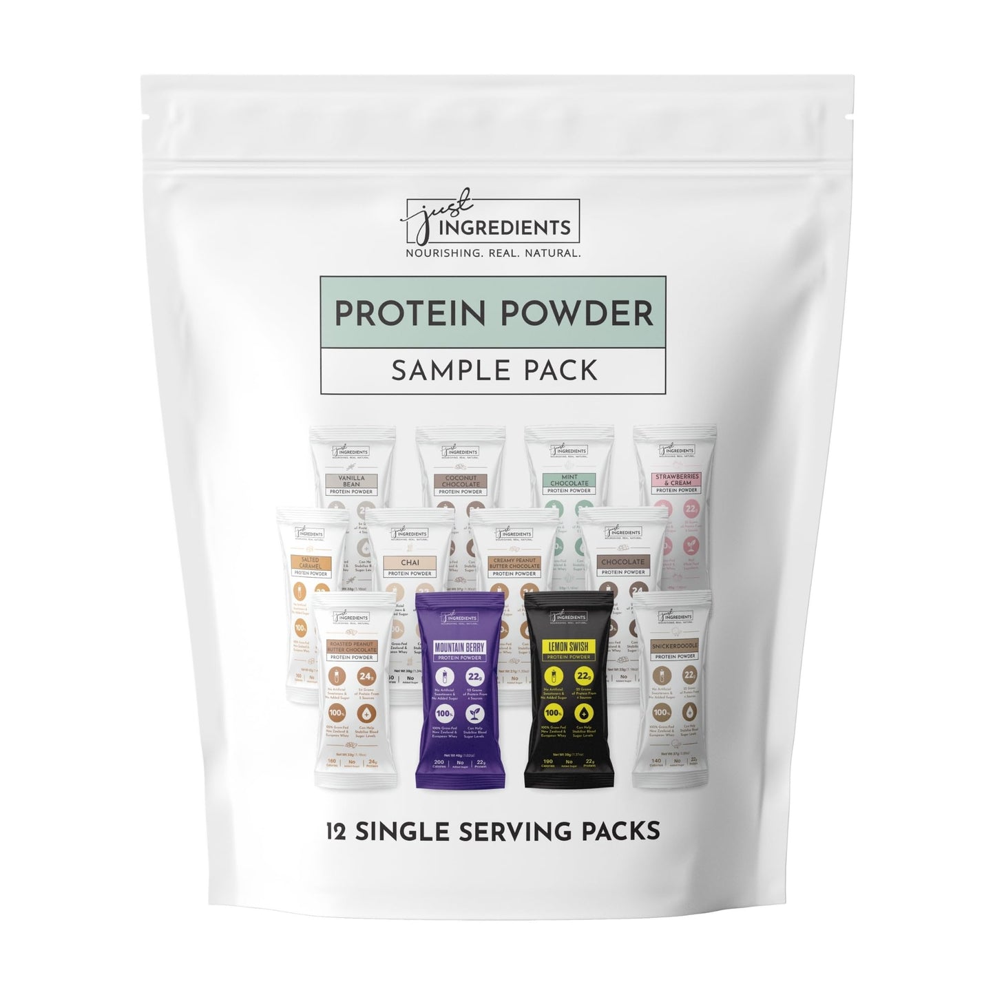 JUST INGREDIENTS Vanilla Bean Protein Powder – 20-Serving Blend with 100% Grass-Fed Whey & Organic Plant Proteins – Real Vanilla Bean & Cinnamon – Supports Muscle Recovery, Energy*