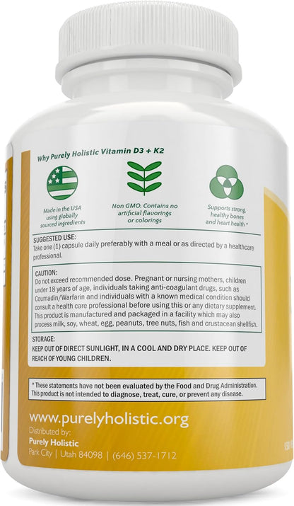 Vitamin D3 K2, 150 Servings, 5000iu D3 + 90mcg K2, Bone & Immune Support | Energy & Heart Health Support, High Absorption & Non-GMO, Once-Daily Vitamin Supplement, 150 D3K2 Capsules (5 Month Supply)