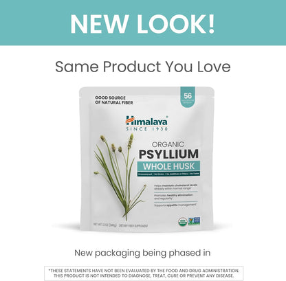 Himalaya Organic Psyllium Whole Husk Fiber Supplement,Unflavored,12 oz