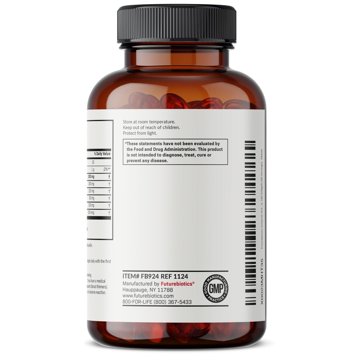 Futurebiotics Antarctic Krill Oil 1000mg with Omega-3s EPA, DHA, Astaxanthin and Phospholipids - Premium Krill Oil Heavy Metal Tested, Non GMO – 90 Softgels (45 Servings)