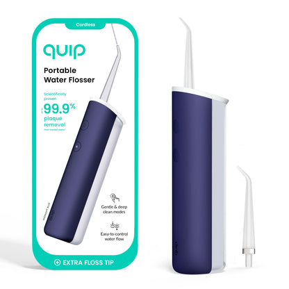 quip Water Flosser with Replacement Tip, Cordless Dental Pick, All Black