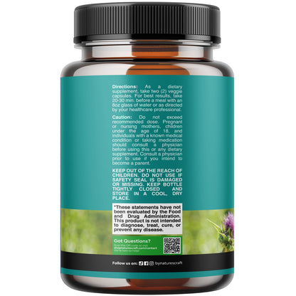 Liver Cleanse Detox & Repair - Milk Thistle Supplement for Digestion & Immunity Support - Ginger Root, Choline & Dandelion Root - Herbal Liver Support with Silymarin, Beetroot & Artichoke - 70 Count