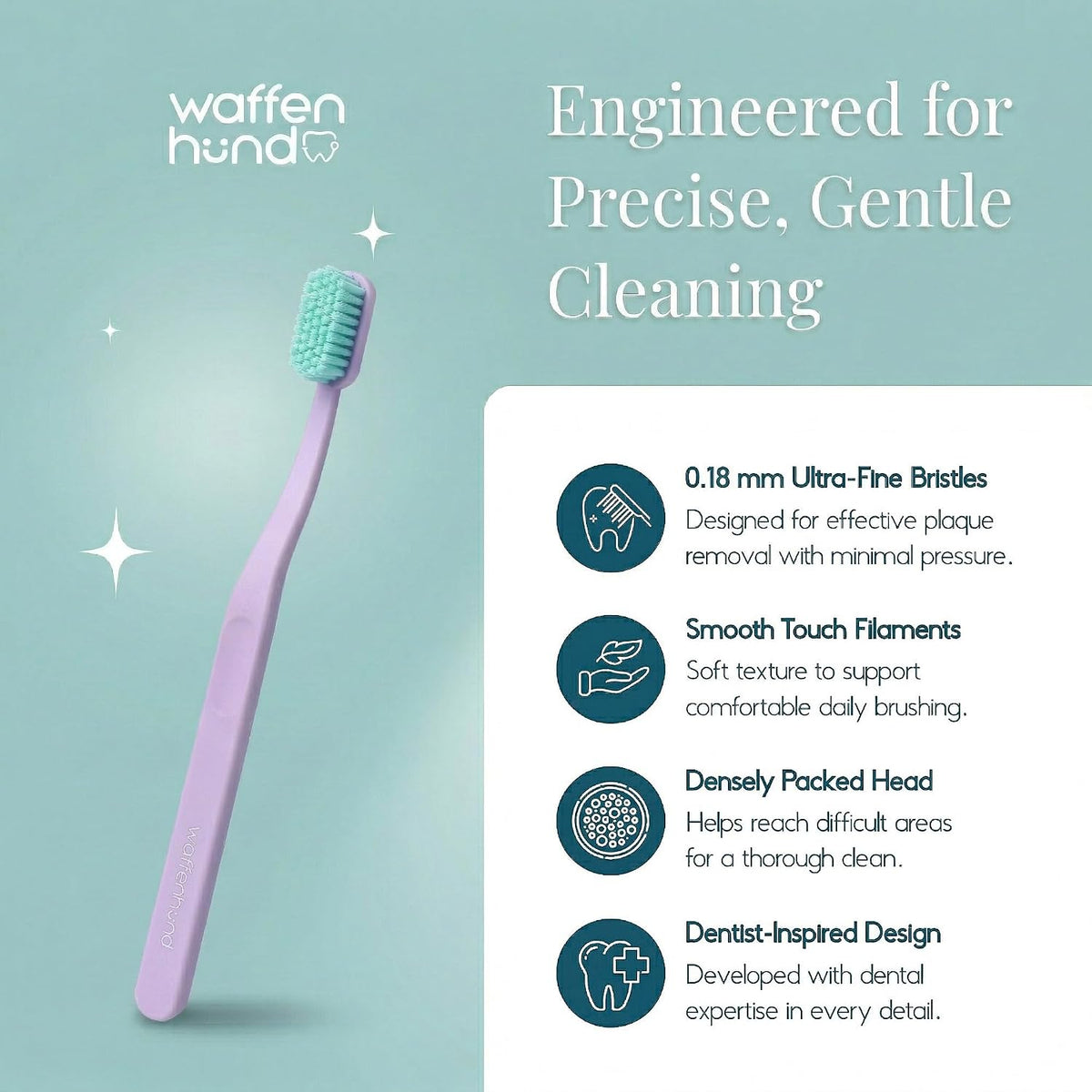 Toothbrush - Premium Soft Toothbrush with 0.18mm Ultra fine bristles. High Density Small Head Toothbrush for Daily Plaque Removal, Gentle Cleaning & Ergonomic Grip (Purple+Green)