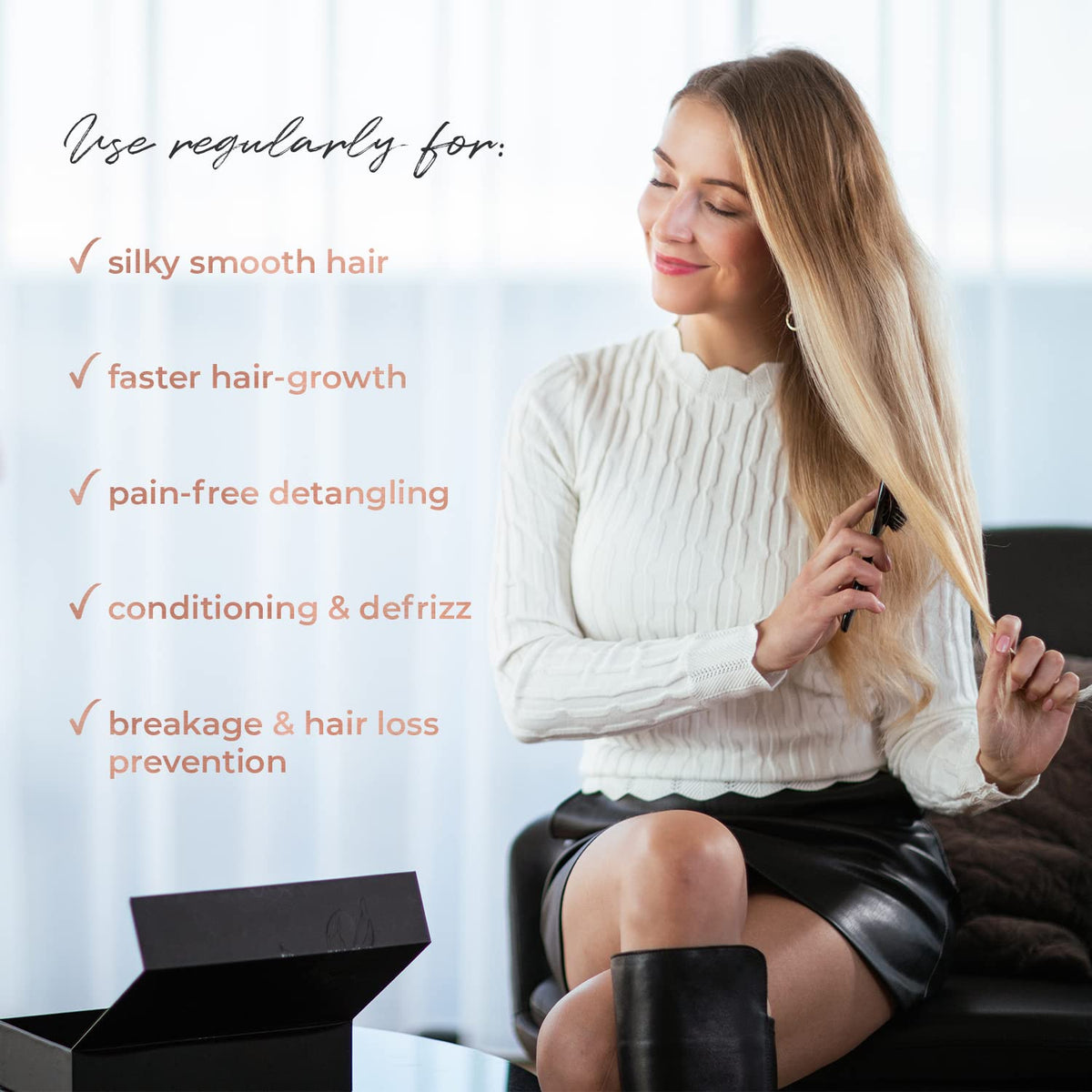 MISEL Professional Boar Bristle Hair Brush for Women and Men | Detangles All Natural