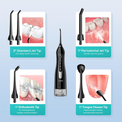 COSLUS ADA Accepted C20 Water Dental Flosser Pick, Professional Set Black
