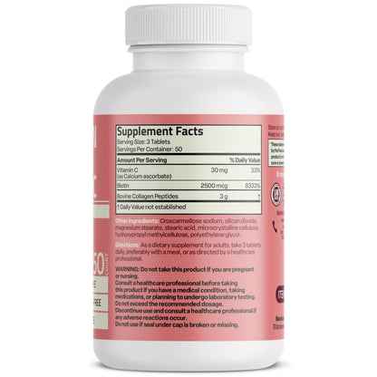 Bronson Collagen Peptides 3000mg with Biotin & Vitamin C, 90 Tablets | Hair, Skin & Nails Support, 3g Collagen per Serving, Non-GMO, Gluten-Free, Soy-Free