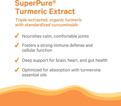 Pure Synergy SuperPure Turmeric Extract | Organic Curcumin Supplement | 500 mg Turmeric Extract Capsules | Potent Support for Immune and Joint Health (60 Capsules)