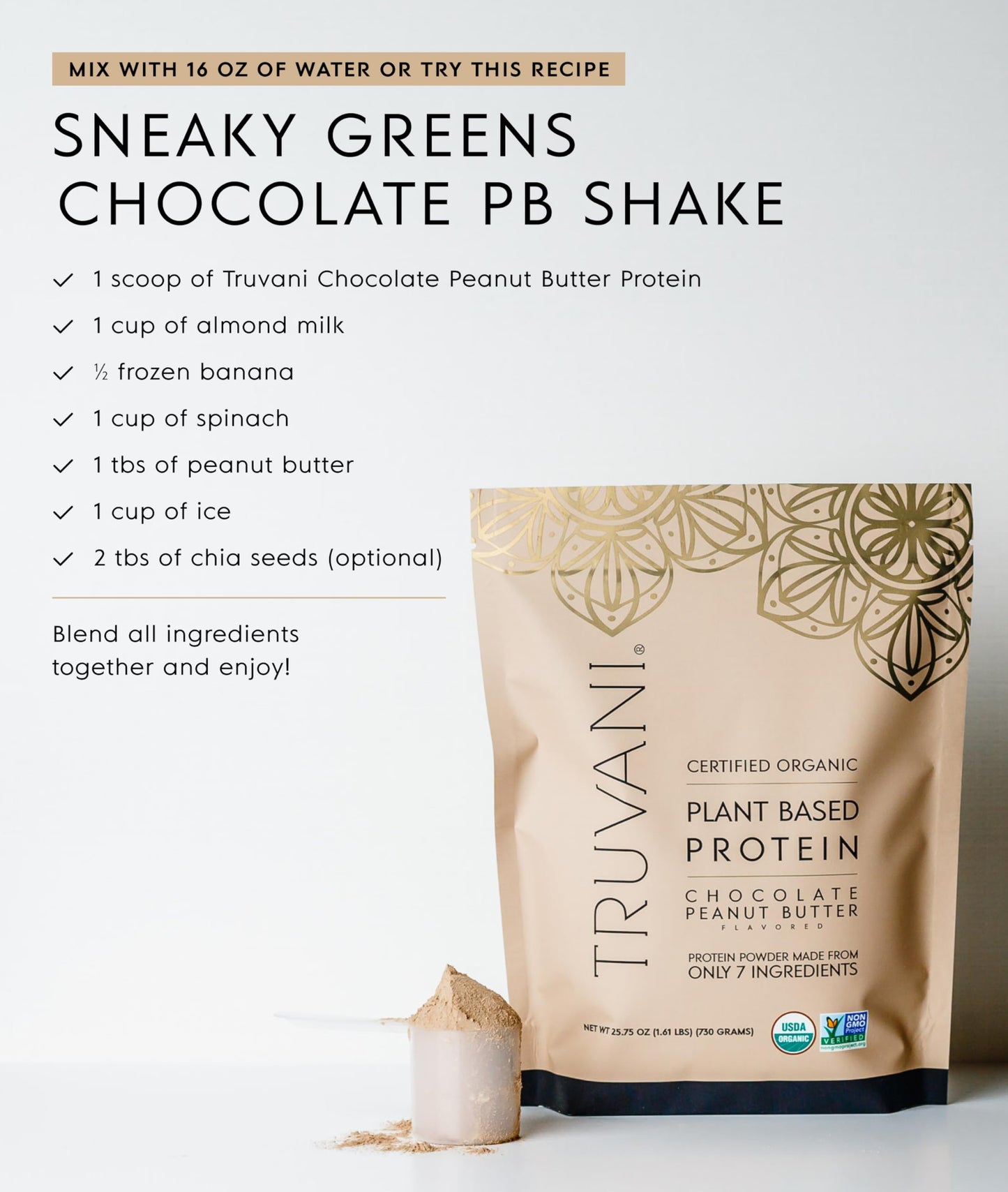 Truvani Organic Plant Based Protein Powder | Vanilla | 18 Servings | Vegan | 20g Pea Protein | Keto | Gluten & Dairy Free | Low Carb | No Added Sugar