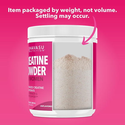 Creatine for Women, Unflavored, 300gm, 3g, Energy & Lean Muscle Support | Micronized Creatine Monohydrate Per Serving, Mental Clarity Support, Post Workout Recovery, Non-GMO, 100 Servings, Vegan