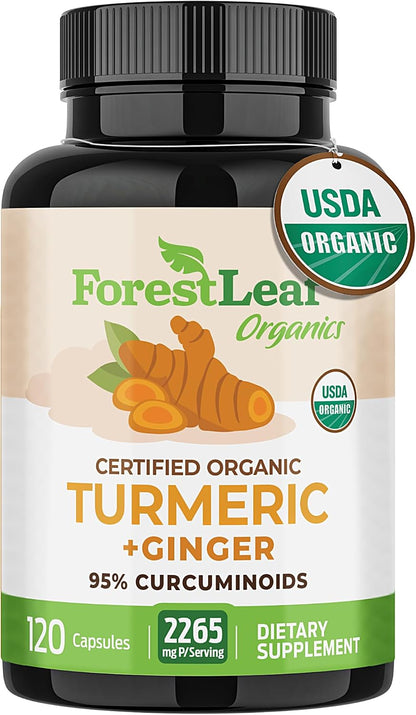 Turmeric Supplement Extra Strength 2265mg - Turmeric Curcumin Supplement w/BioPerine Black Pepper - Tumeric and Ginger Supplements, 95% Curcuminoids, Supports Immune & Joint Health, 120 Caps