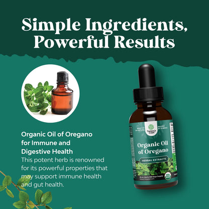Organic Oregano Oil Drops - Super Concentrated Liquid Oil of Oregano with Carvacrol 60% for Digestion & Immune Support- Liquid Herbal Extract Tincture for Immune Strength & Healthy Intestines -1 Fl Oz