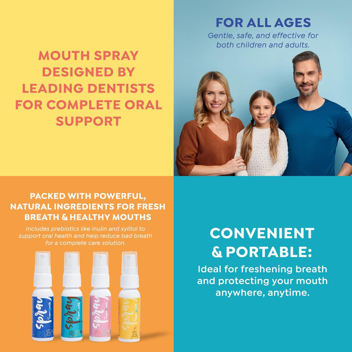SuperMouth Fluoride Free Breath Freshener Mouth Spray, Mint