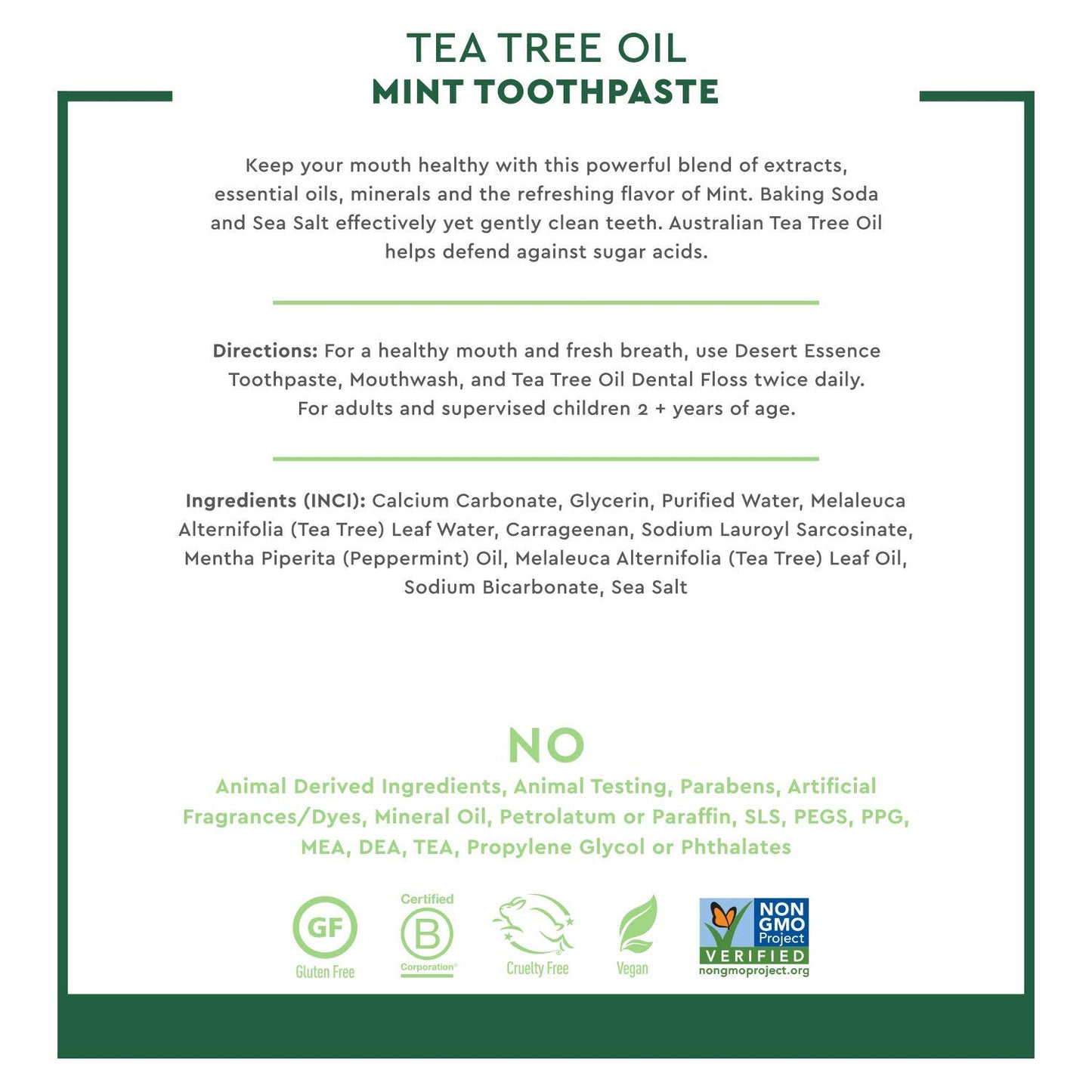 Desert Essence Tea Tree Oil Toothpaste - Mint - 6.25 Ounce - Refreshing Taste - Deep Cleans Teeth & Gums - Helps Fight Plaque - Sea Salt - Pure Essential Oil - Baking Soda - Promotes Healthy Mouth