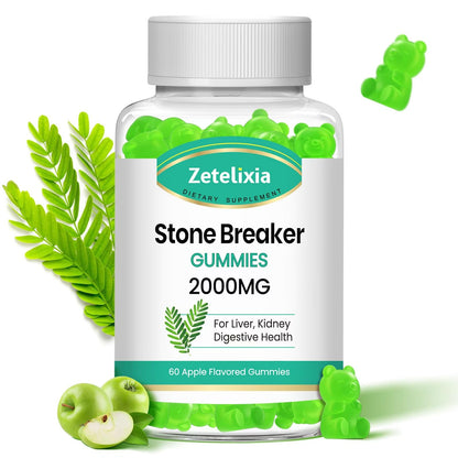 2 Pack Chanca Piedra Stone Breaker Gummies, Organic Herbal Supplement for Kidney Cleanse & Gallbladder Health, Kidney Stones Dissolver, Sugar Free, Vegan, Non-GMO, Apple Flavor