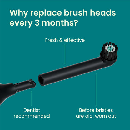Quip Rev Oscillating Rechargeable Electric Toothbrush with Toothbrush Heads 4 Pack Product Bundle - Soft Bristles, Pressure Sensor, Compact - Blue Stone