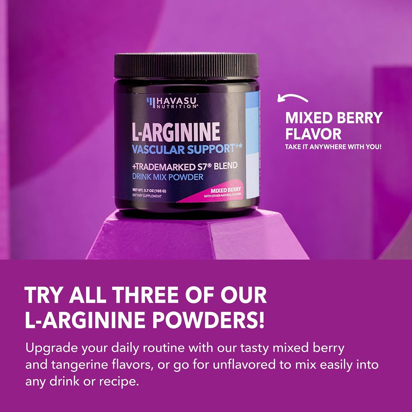 L-Arginine with L-Citrulline Powder, Nitric Oxide Supplement, Mixed Berry | Vegan, Non-GMO Pre and Post Workout Support Powder for Endurance & Recovery, L-Arginine, L-Citrulline, Beet-Root, 30 Servings