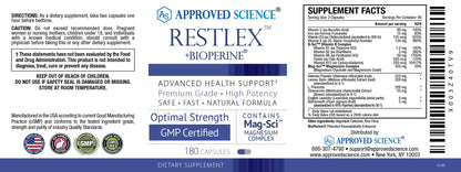 Approved Science Restlex for Restless Legs – Magnesium Glycinate for Calm Legs and Restful Legs – Natural Itching, Crawling, and Tingling in Feet and Legs - Calm, Restful Sleep Support - 1 Month