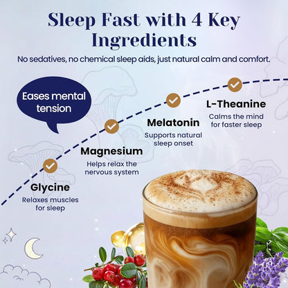 Mushroom Hot Cocoa Powder Natural Sleep Aid with 12 Superfoods, 30 Servings | Magnesium Glycinate, Melatonin 3mg, L-Theanine, Glycine, Lion's Mane, Reishi & Turkey Tail, Moon Bedtime Brew Hot Cocoa Mix