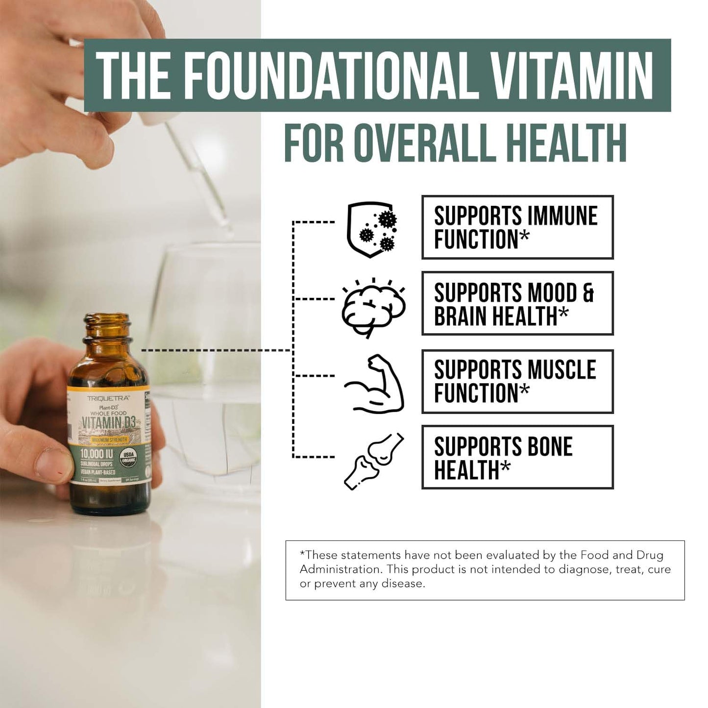Organic Vitamin D3 5,000 IU - 100% Whole Food & Plant-Based Cholecalciferol Form, 100% Vegan Vitamin D - Enhanced with Prebiotic & Superfood Complex – Organic, Vegan, GMO & Gluten Free (60 Capsules)