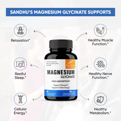 Sandhu's Superior Absorption Magnesium Glycinate 775mg|140mg Elemental Magnesium