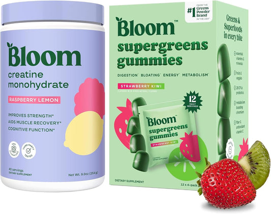 Bloom Raspberry Lemon Creatine and Greens Gummies Bundle