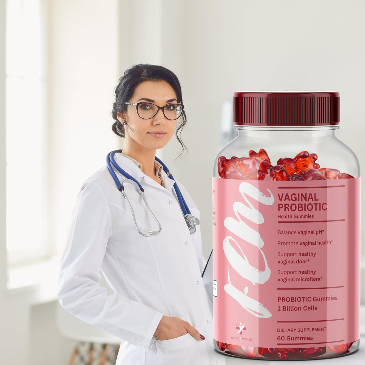 FEM Vaginal Probiotic Gummies for Women - Promotes pH Balance, Healthy Vaginal Odor & Urinary