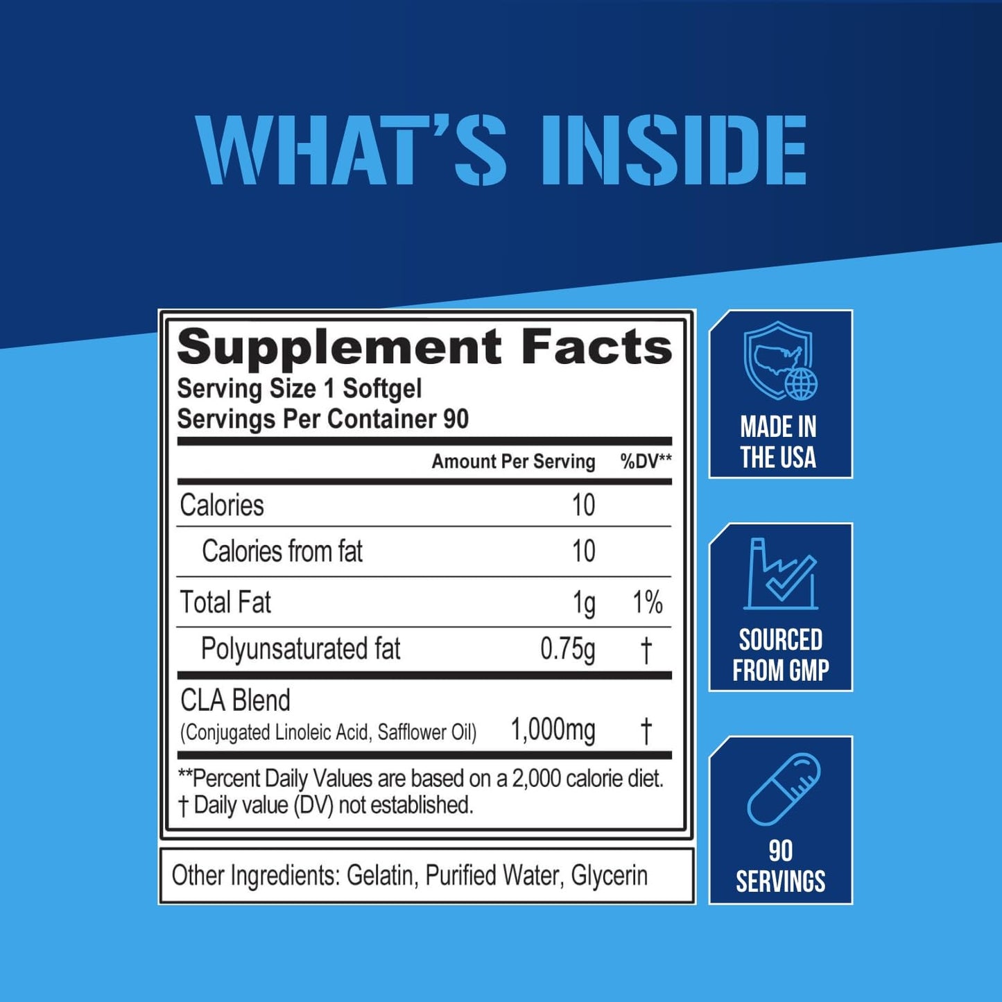 Evlution Conjugated Linoleic Acid CLA Supplement Nutrition Lean Muscle Mass Builder & Fat Burner for Men and Women - Stimulant-Free Safflower Based CLA 1000mg Blend Per Serving (90 Servings)