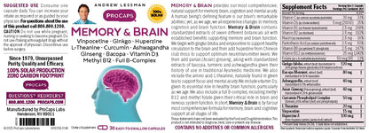 ANDREW LESSMAN ProCaps Memory & Brain Botanical Formula, 60 Capsules