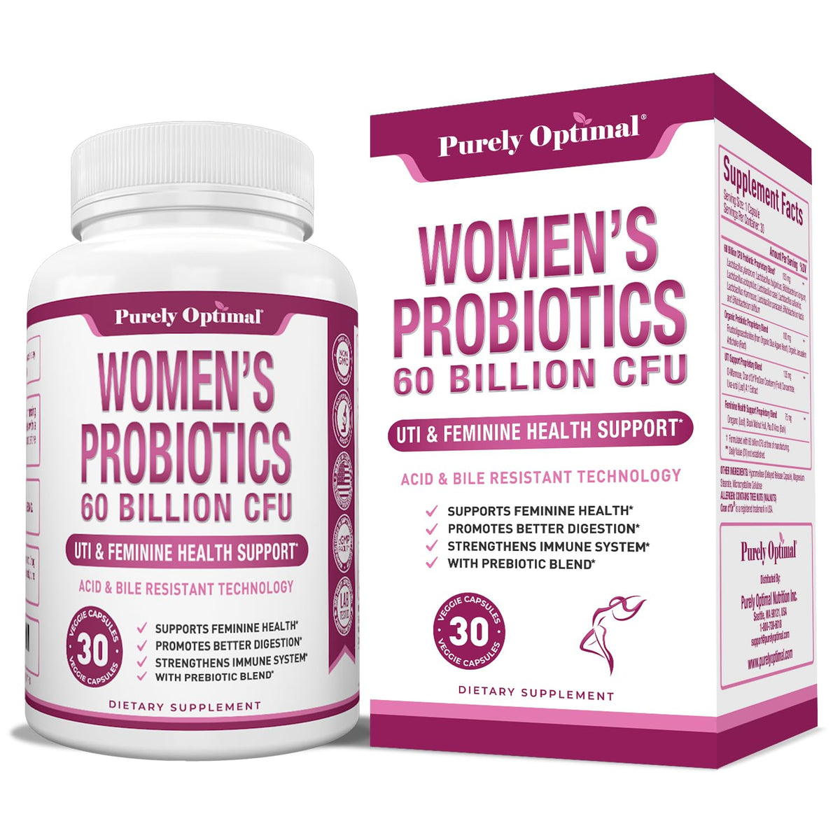Premium Probiotics for Women - 60 Billion CFU, Dr. Formulated Prebiotics & Probiotics 