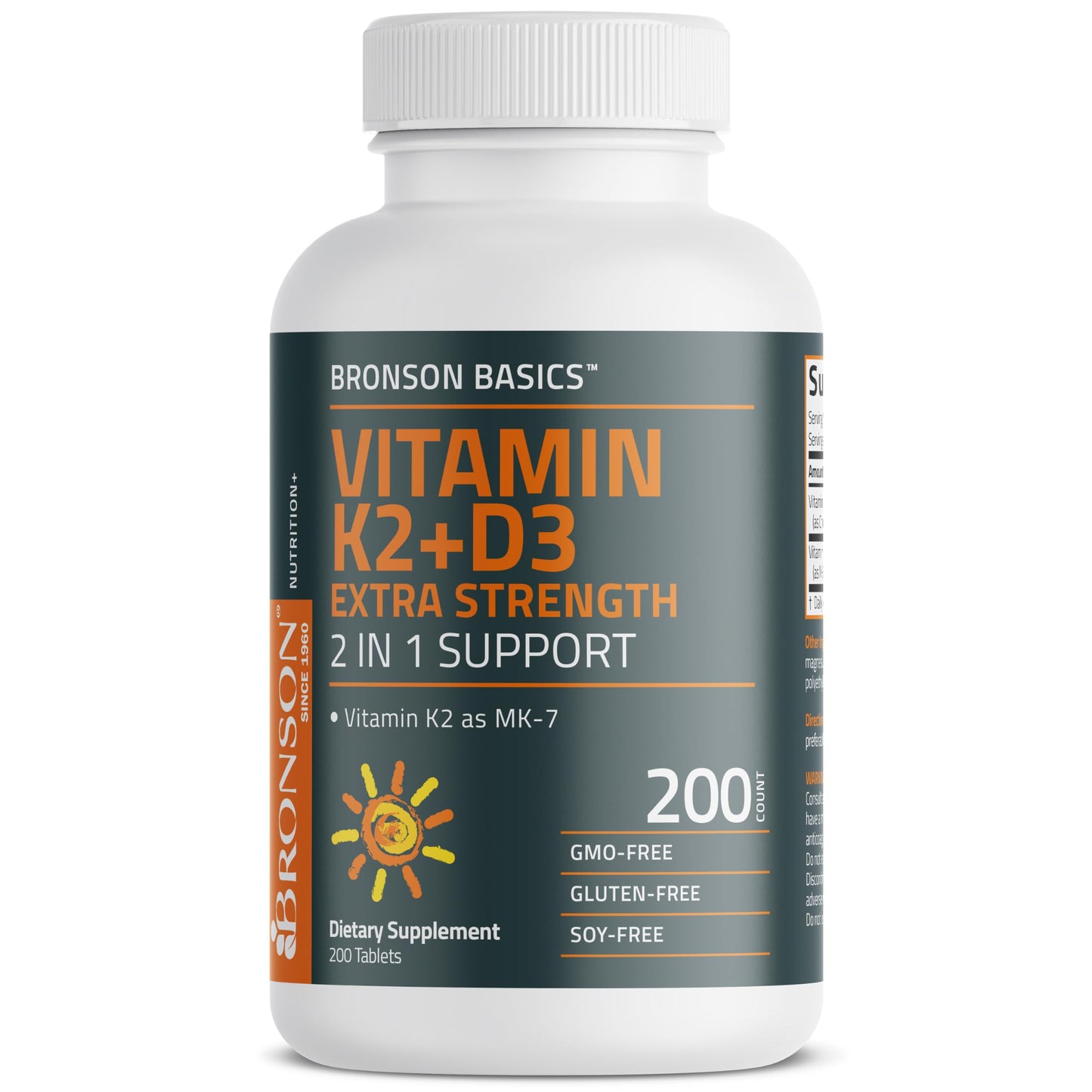 Bronson Vitamin K2 (MK7) with D3 Supplement Extra Strength 2 in 1 Support, 10,000 IU Vitamin D3 & 120 mcg K2 MK-7, 120 Tablets