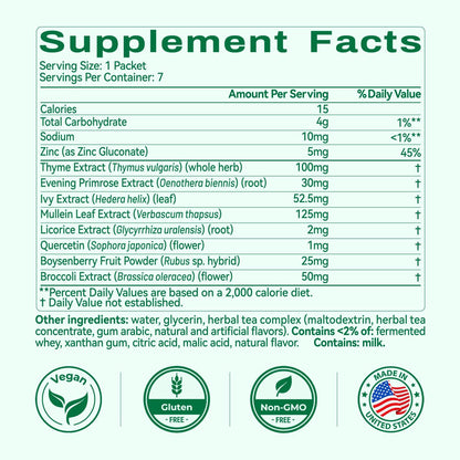 OxyEnergy Mullein Leaf Extract for Lungs, 9-in-1 Lung Detox for Smokers with Thyme, Ivy, Licorice & Quercetin, Mucus Relief, Respiratory & Immune Support, Alcohol Free, Non-GMO, 21 Sticks Mint Berry