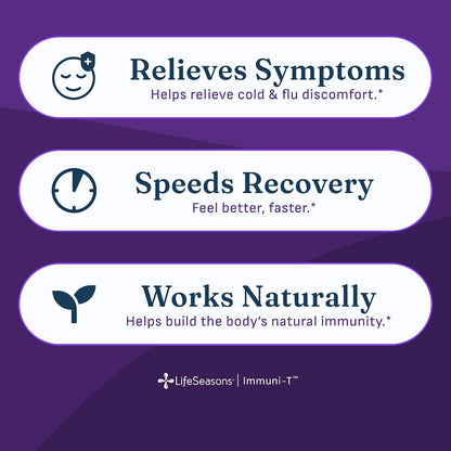 LifeSeasons Immuni-T - Immune Support Supplement - Immunity System Booster - Natural Cold & Flu Relief - Elderberry, Echinacea, Andrographis, Arabinogalactans & Olive Leaf - 90 Capsules