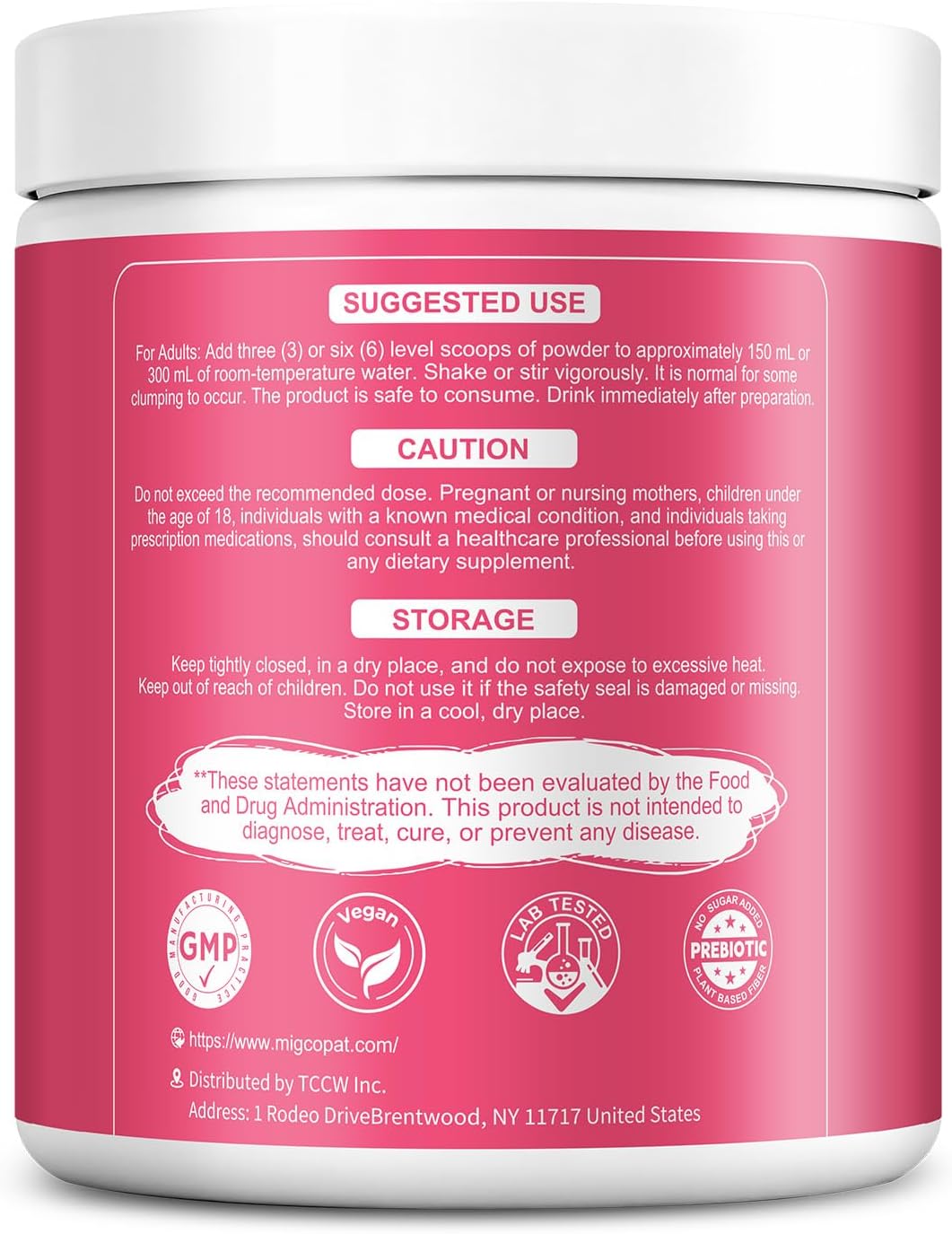 Migcopat Superfood Fiber Powder with Probiotics, Prebiotics, Digestive Enzymes, Vitamin C, Inulin, Magnesium, 14G Fiber Supplement for Digestive Support & Skin Health, Strawberry, 40 Serv.