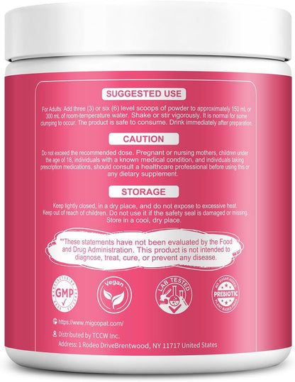 Migcopat Superfood Fiber Powder with Probiotics, Prebiotics, Digestive Enzymes, Vitamin C, Inulin, Magnesium, 14G Fiber Supplement for Digestive Support & Skin Health, Strawberry, 40 Serv.