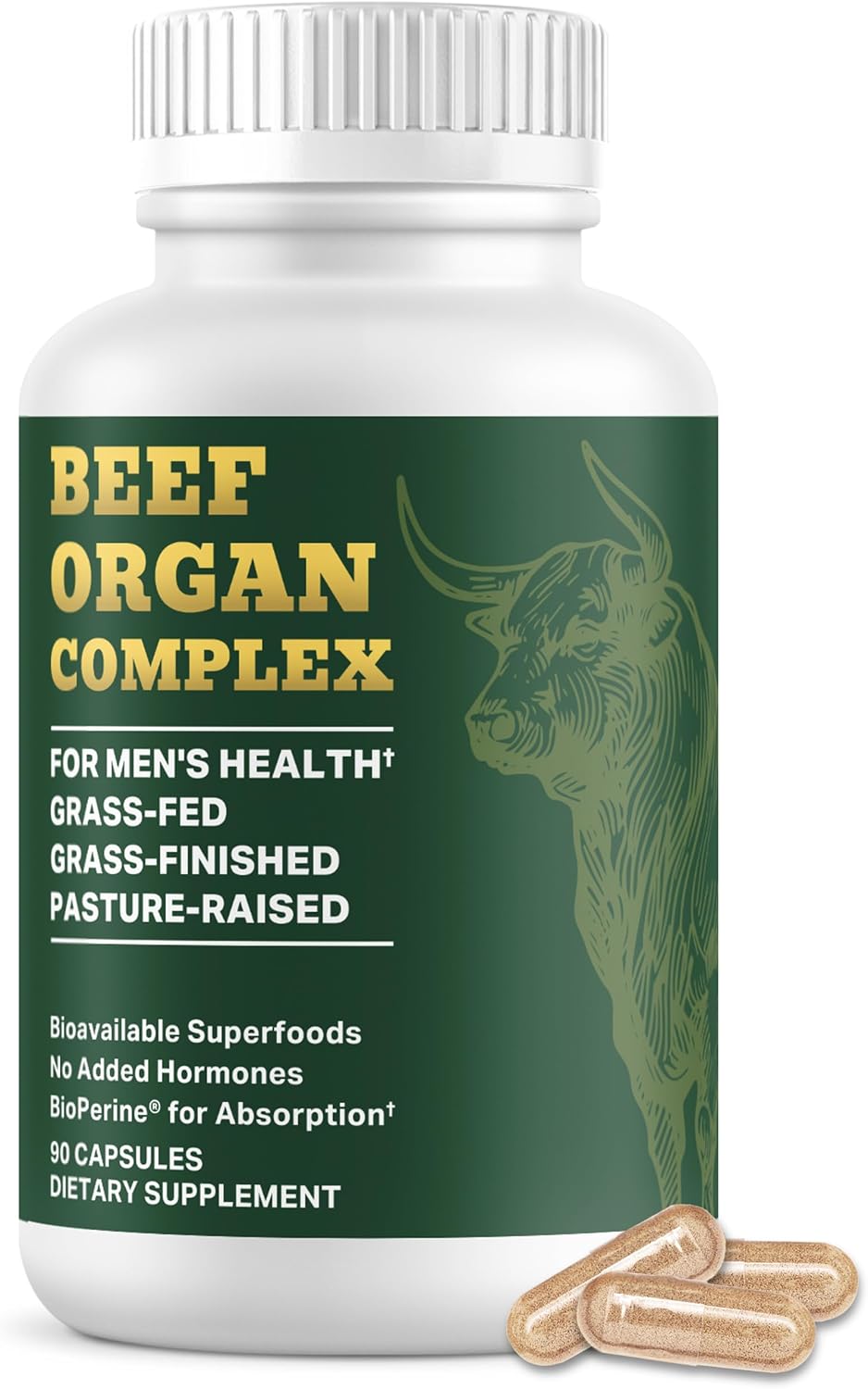 Pink Stork Men's Beef Organ Complex, Bioavailable Superfoods, 30 Servings | Grass-Fed, Grass-Finished Beef Liver, Testicle, Prostate + Bone Marrow | Supports Energy, Vitality + Men's Health