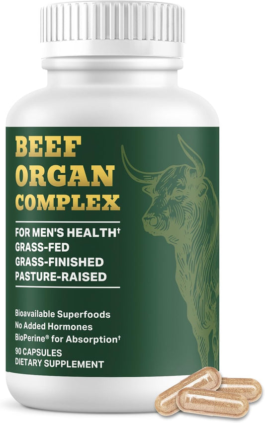 Pink Stork Men's Beef Organ Complex, Bioavailable Superfoods, 30 Servings | Grass-Fed, Grass-Finished Beef Liver, Testicle, Prostate + Bone Marrow | Supports Energy, Vitality + Men's Health