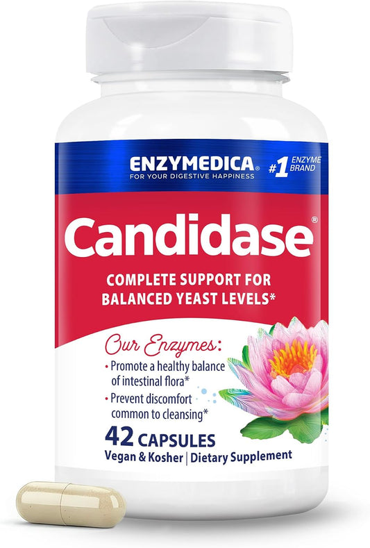 Enzymedica Candidase, Enzymes for Gentle Cleansing Support for Men & Women, Blended for Gut & Microbiome Health with Cellulase and Protease, 42 Count