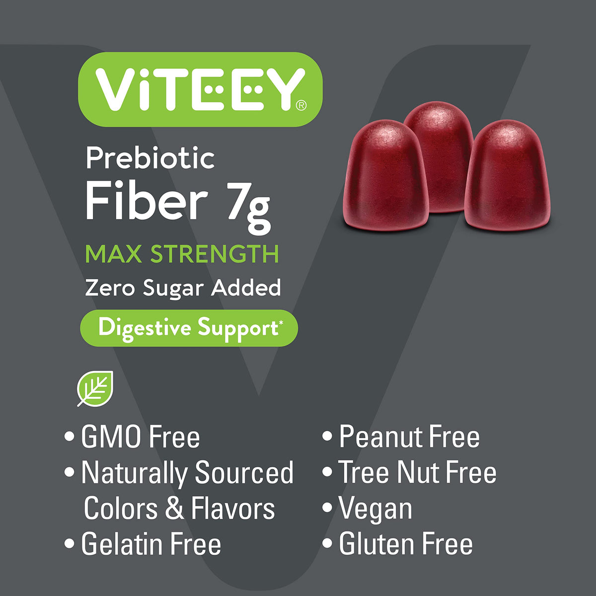 Prebiotic Fiber Gummies 7G Extra Strength [Zero Sugar Added] Digestive Heath Regularity