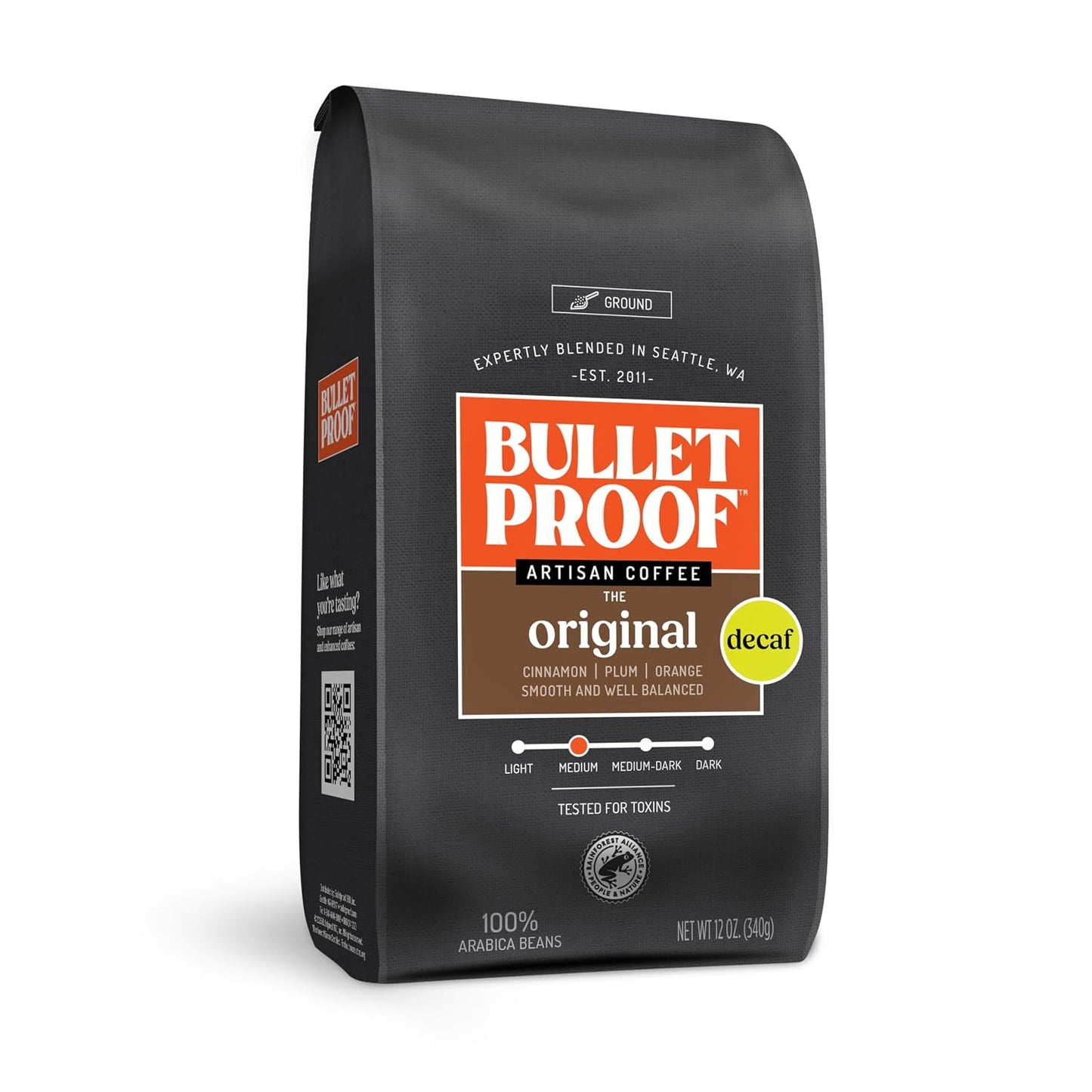 Bulletproof Original Medium Roast Ground Coffee 12 Ounces and Original Medium Roast Ground Decaf 12 Ounces Bundle, 100% Arabica Coffee, Clean Coffee Tested for Toxins, Sustainably Sourced