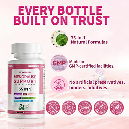 Menopause Supplements For Women, 400mg Black Cohosh 200mg DIM, 100 Capsules | 35-in-1 with Dong Quai, Ashwagandha, Red clover & Probiotics, Hormone Balance, Hot Flashes, Night Sweats & Menopause Support