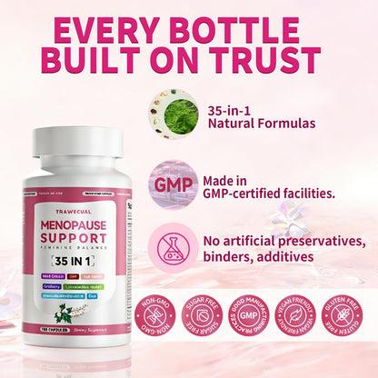 Menopause Supplements For Women, 400mg Black Cohosh 200mg DIM, 100 Capsules | 35-in-1 with Dong Quai, Ashwagandha, Red clover & Probiotics, Hormone Balance, Hot Flashes, Night Sweats & Menopause Support