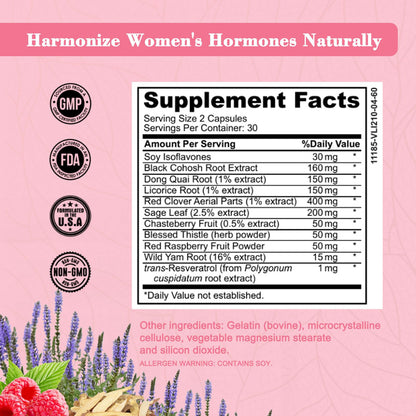 MenstrEaze PMS Relief & Hormone Balance for Women, with Black Cohosh, Vitex, Wild Yam