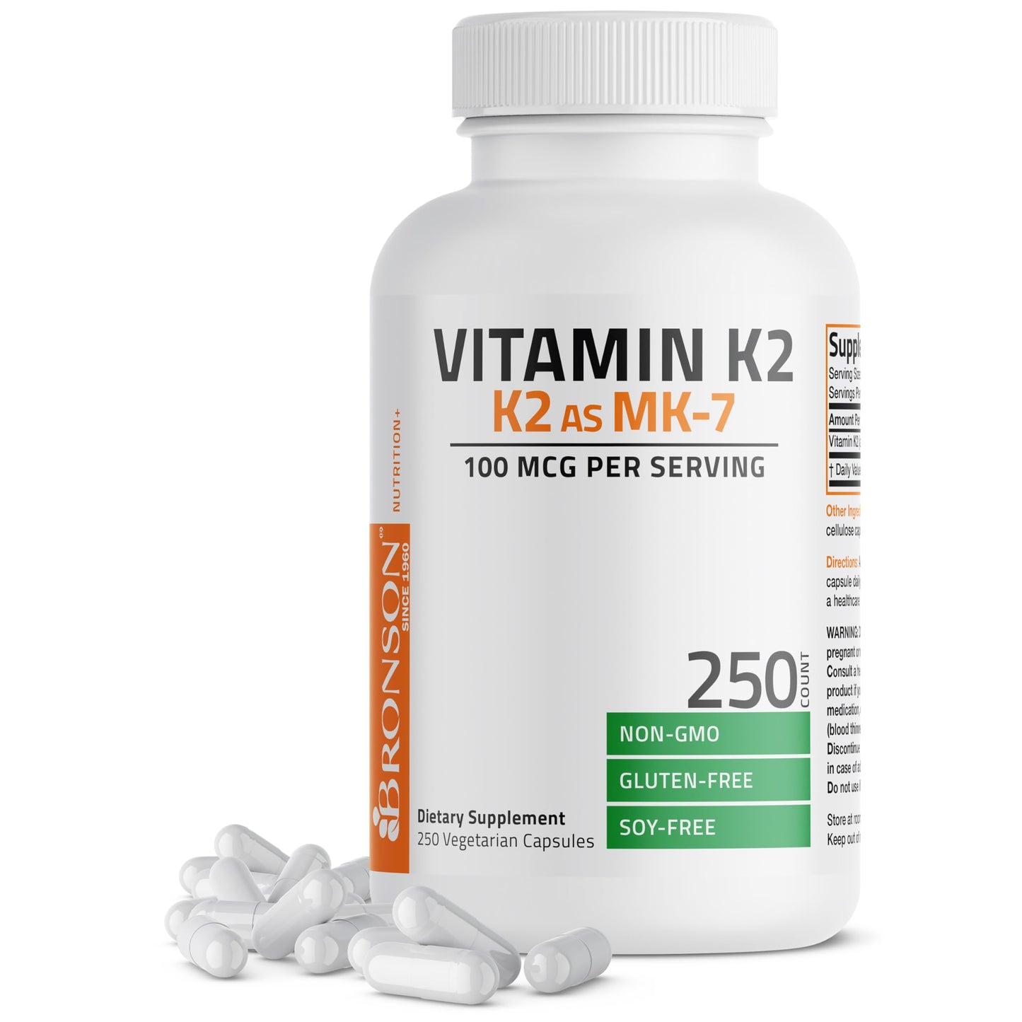 Bronson Vitamin K2 as MK-7 Menaquinone 100 mcg Non-GMO, 120 Capsules
