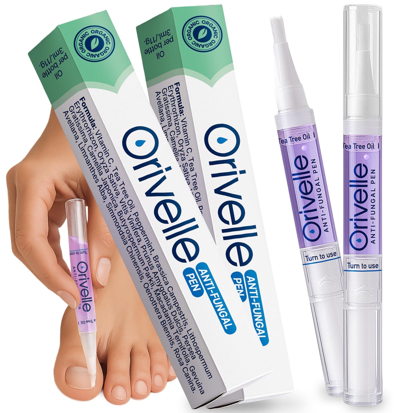 Toenail Care Pen - Extra Strength Toe Nail Remedy - Professional Nail Solution for Fingernail with Tea Tree Oil (Pack of 4)